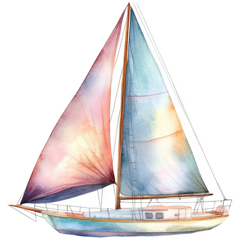 Watercolor Sailing Fabric Panel 11