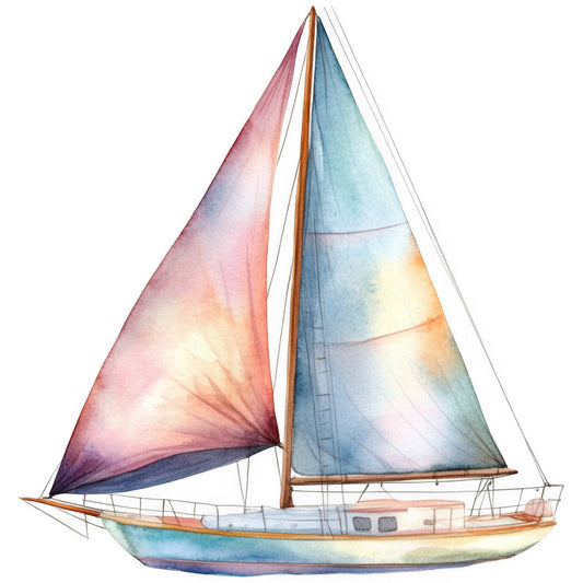 Watercolor Sailing Fabric Panel 11