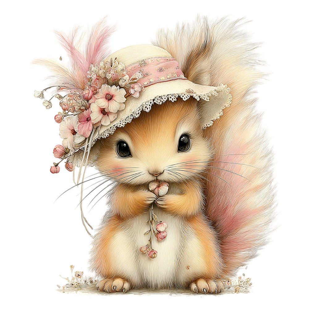 Whimsical Summer Squirrel Fabric Panel 11
