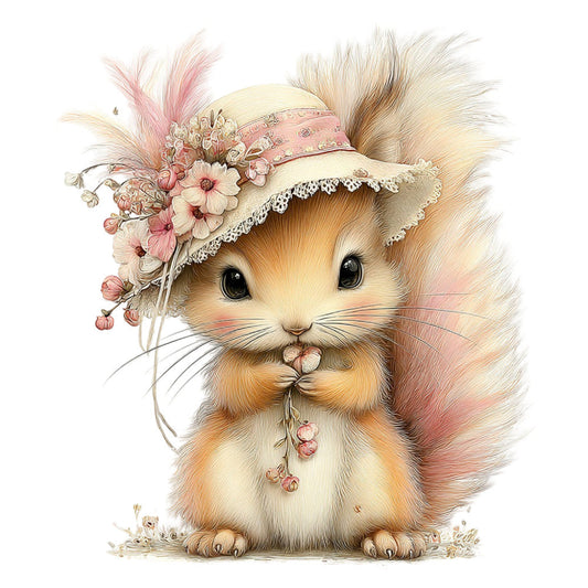 Whimsical Summer Squirrel Fabric Panel 11