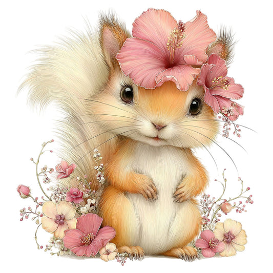 Whimsical Summer Squirrel Fabric Panel 28