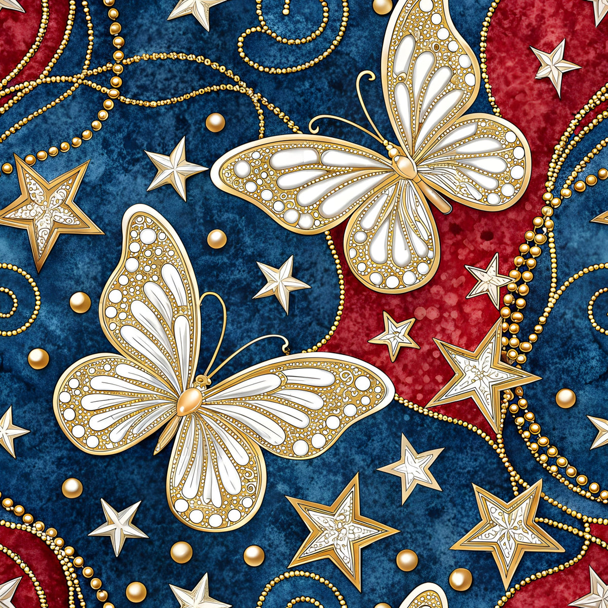 Daily Deal: USA Patriotic Wildlife Pattern 6 Quilting Cotton Fabric - 45" x 2 Yards"