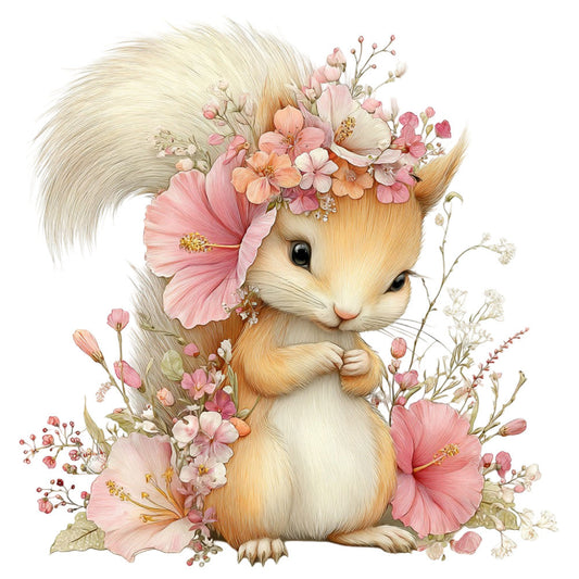 Whimsical Summer Squirrel Fabric Panel 27