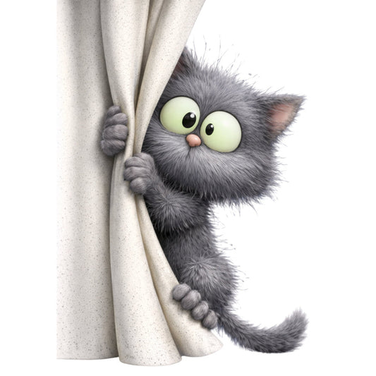 Cute Gray Cat Fabric Panel 7