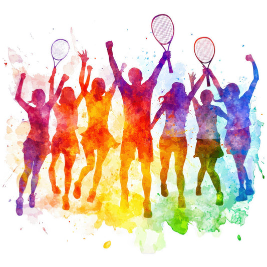 Watercolor Tennis Fabric Panel 14
