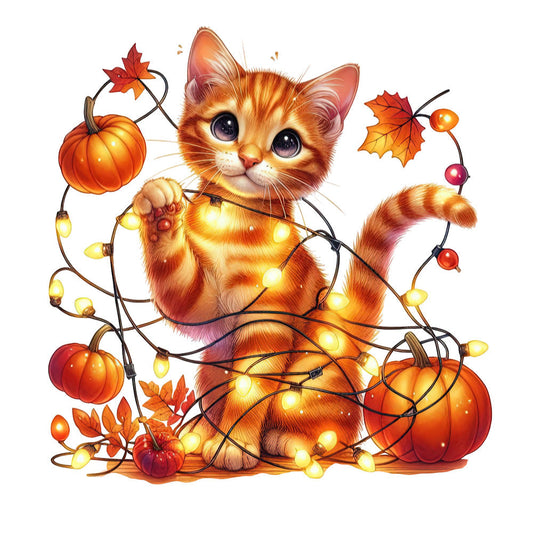 Autumn Cats Fabric Panel 48