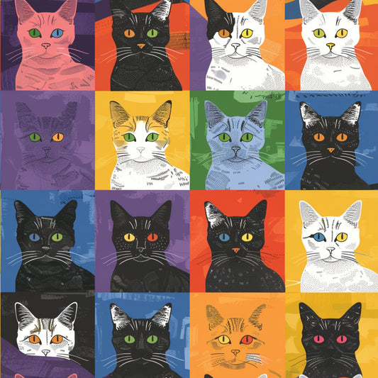 Cat Patchwork Pattern 8 Quilting Cotton Fabric