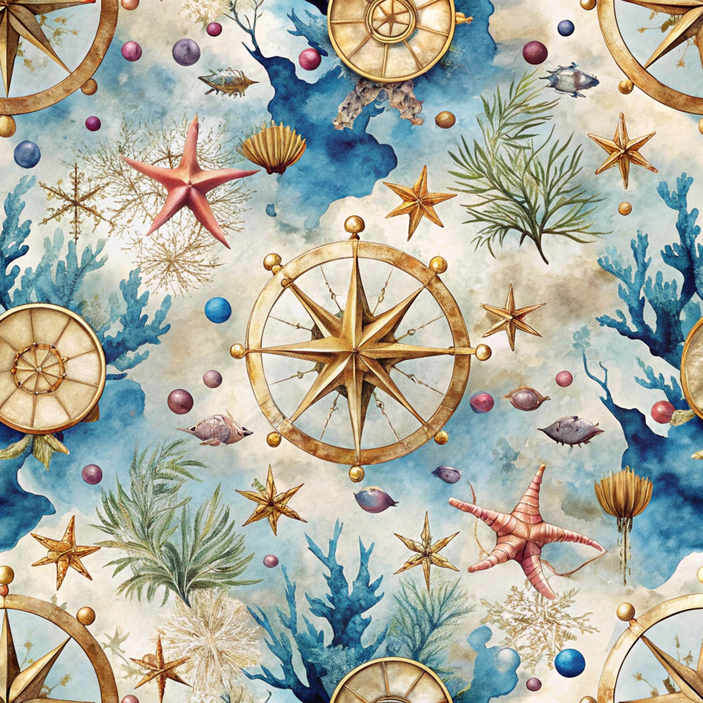 Magical Sea Pattern 11 Quilting Cotton Fabric