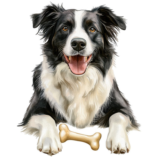 Watercolor Border Collie Fabric Panel 7