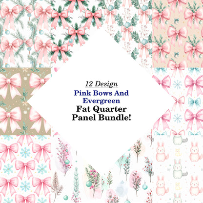 Pink Bows And Evergreen Fat Quarter Bundle