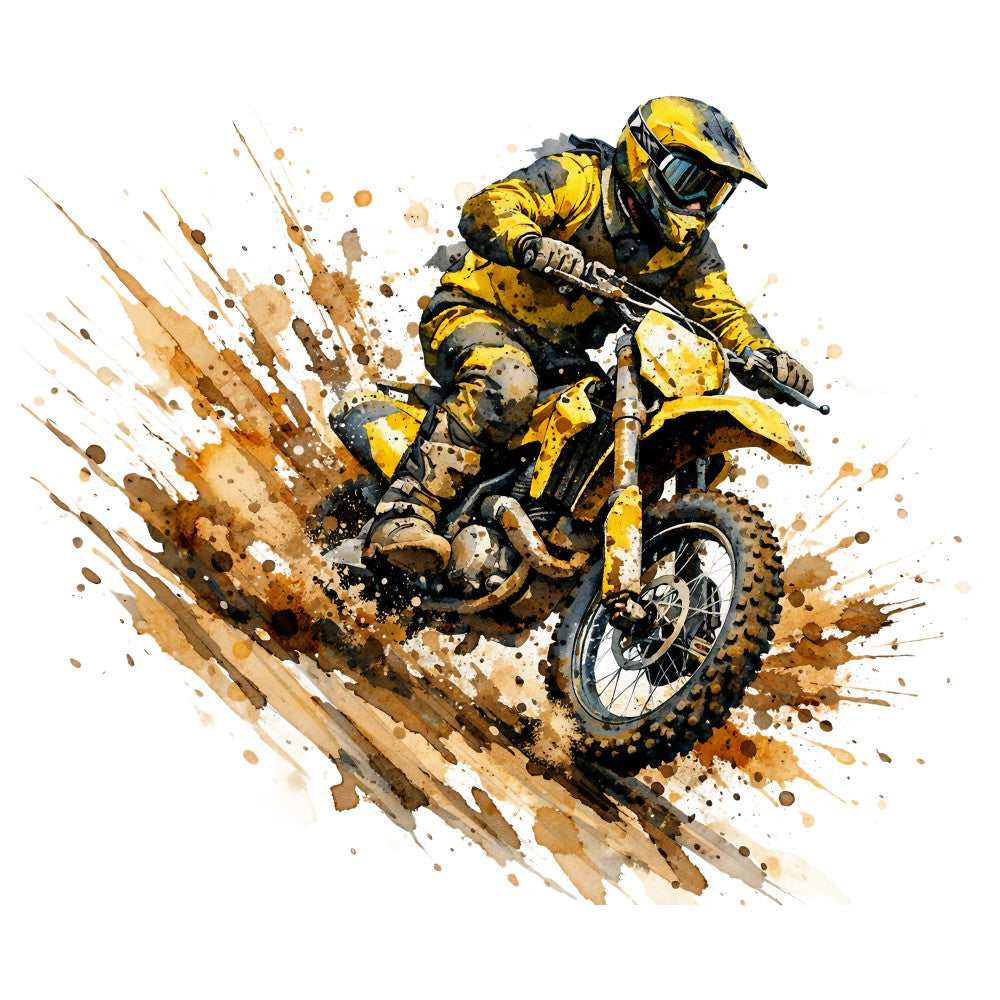 Watercolor Dirt Bike Fabric Panel 7