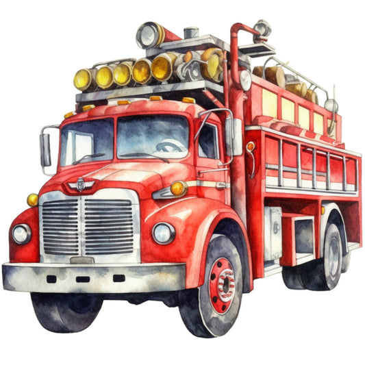 Vintage Fire Trucks Fabric Panel 3