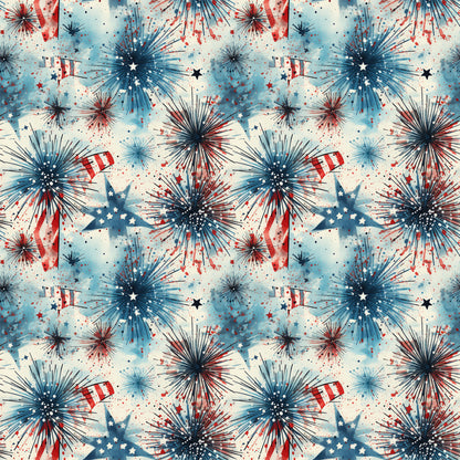red, white, blue, navy blue, patriotic, fireworks, stars, american flags, grunge, distressed, vintage, watercolor, splatter, burst pattern, fourth of july, independence day, quilting cotton, fabric panel, americana, starburst