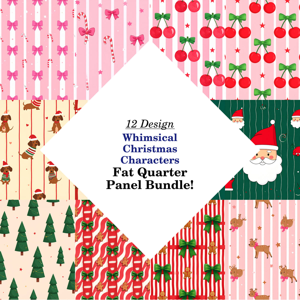 Whimsical Christmas Characters Fat Quarter Bundle