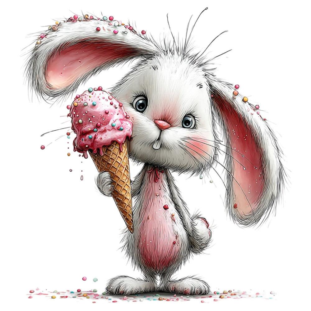 Whimsical Summer Bunny Fabric Panel 32