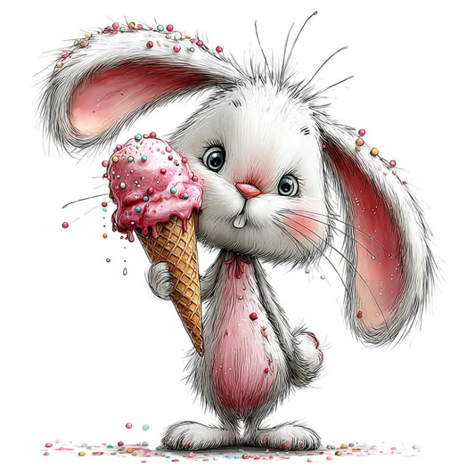 Whimsical Summer Bunny Fabric Panel 32