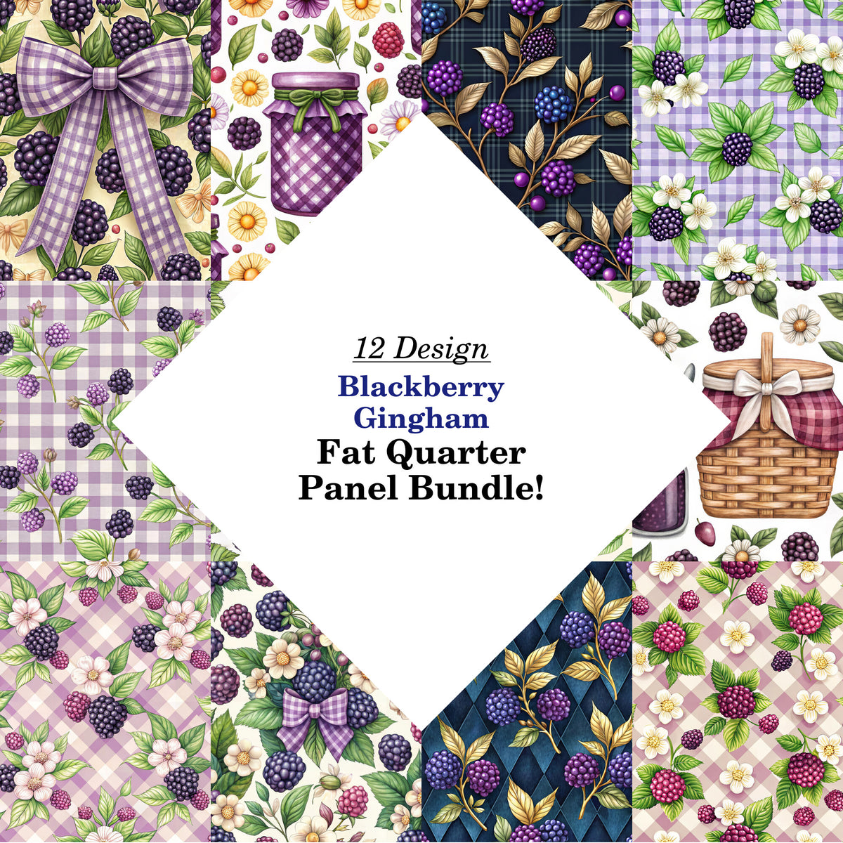 Blackberry Gingham Fat Quarter Bundle