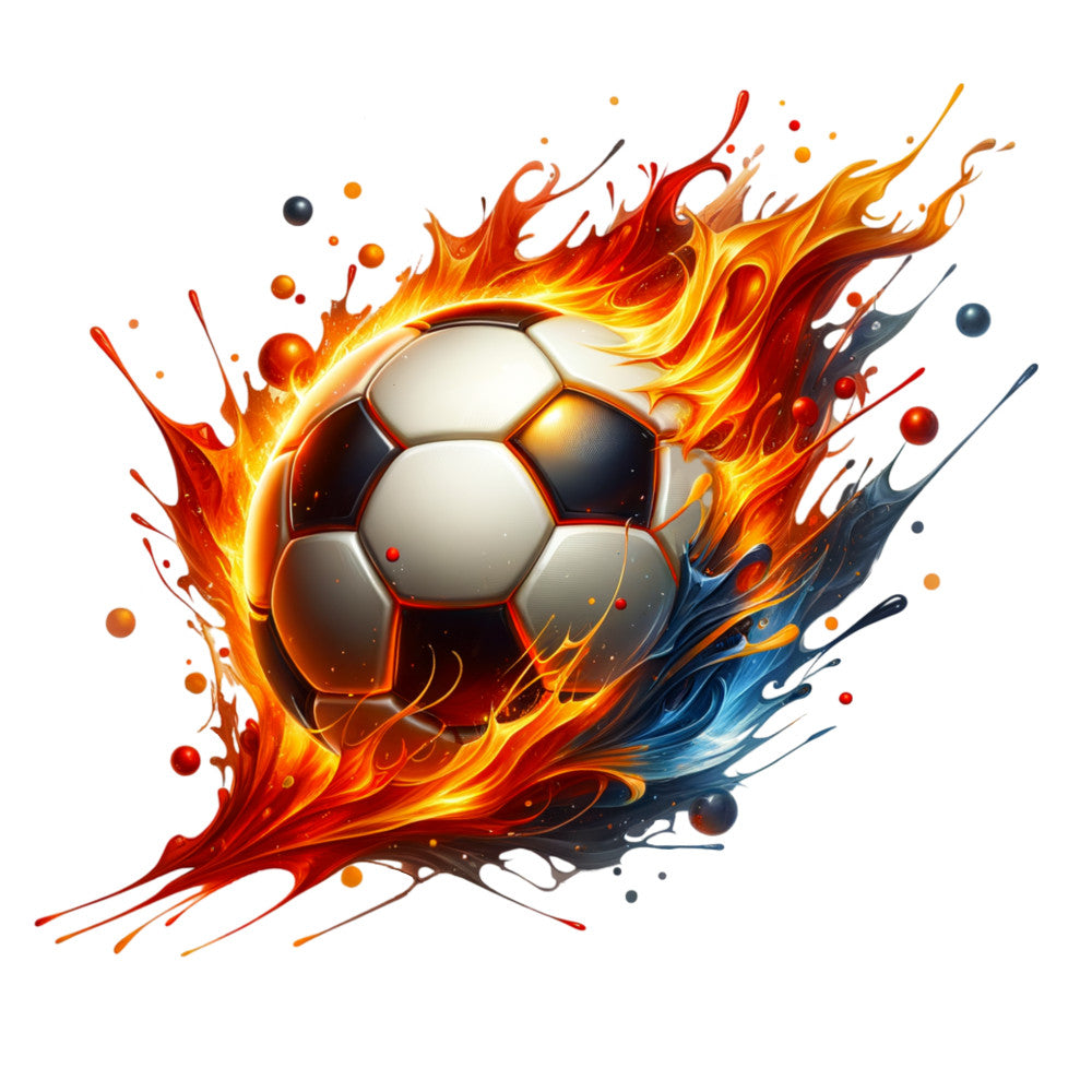 Watercolor Soccer Ball and Splash Fabric Panel 4