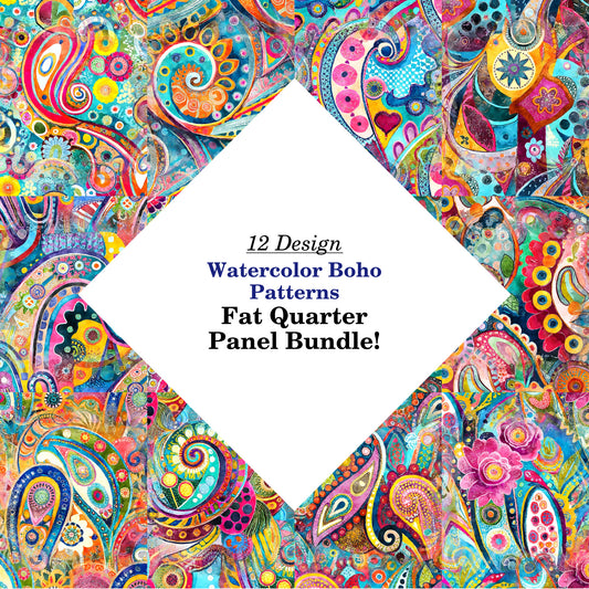 Watercolor Boho Patterns Fat Quarter Bundle