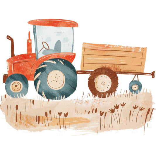 Watercolor Farm Fabric Panel 30