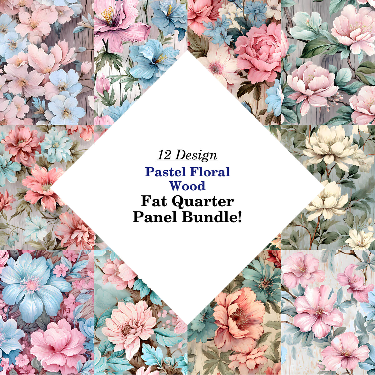 Pastel Floral Wood Fat Quarter Bundle