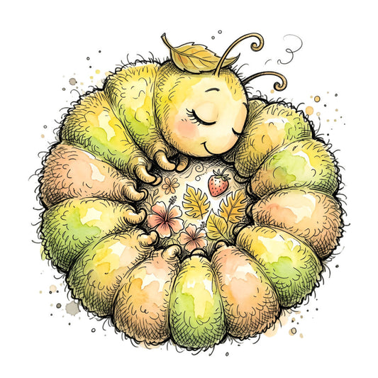 Summer Whimsical Caterpillar Fabric Panel 1