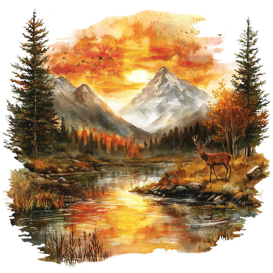 Deer in Nature Fabric Panel 24