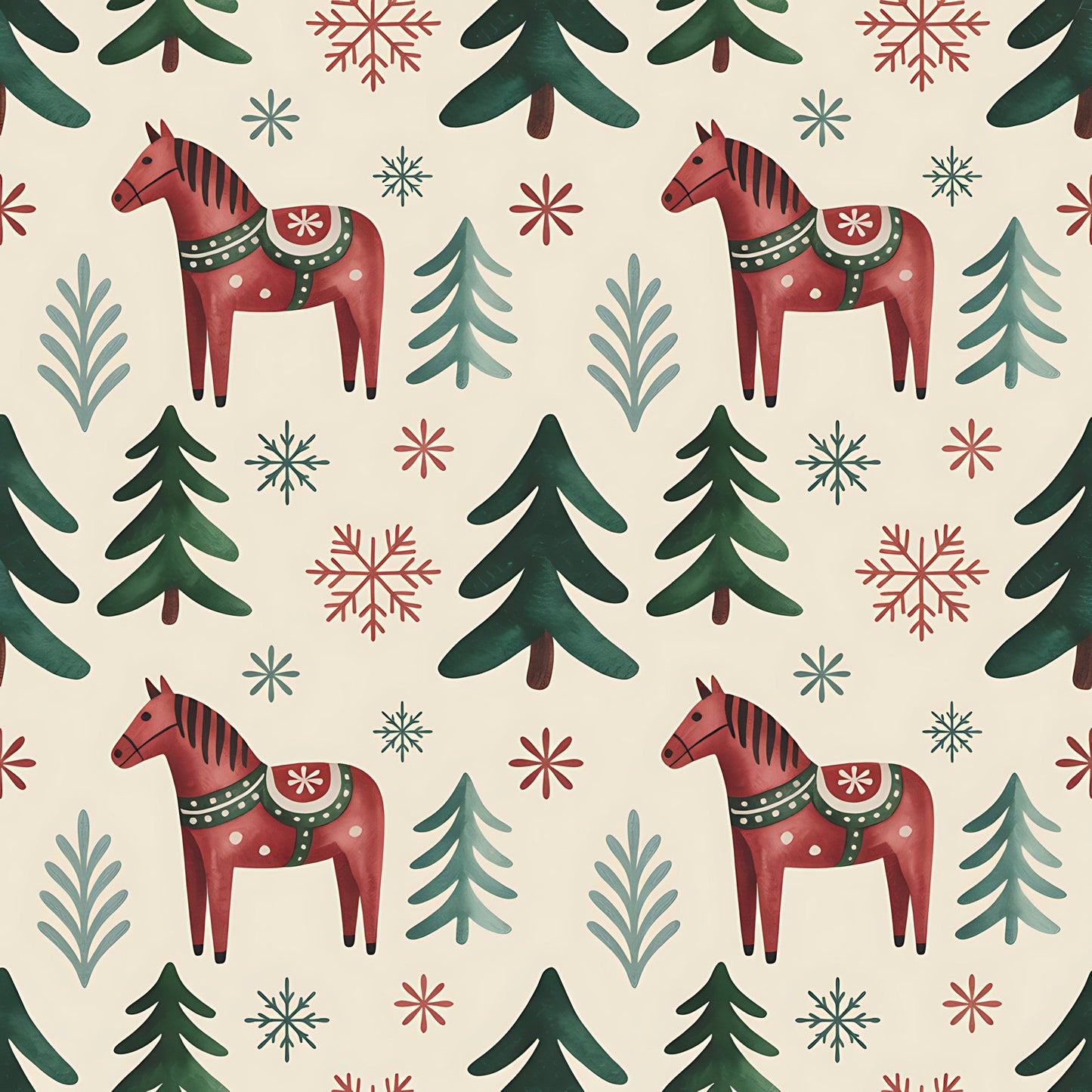 Daily Deal: Scandinavian Folk Christmas Pattern 5 Quilting Cotton Fabric - 45" x 2 Yards"