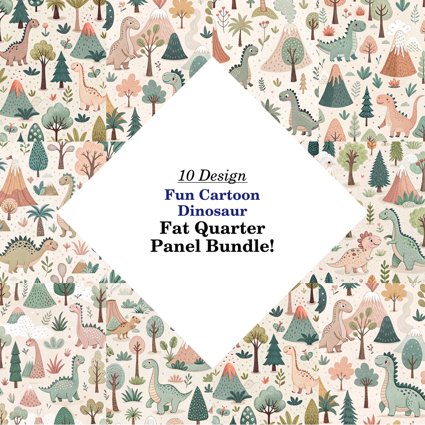Fun Cartoon Dinosaur Fat Quarter Bundle