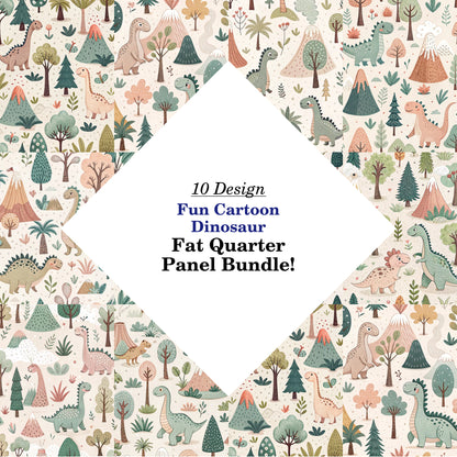 Fun Cartoon Dinosaur Fat Quarter Bundle