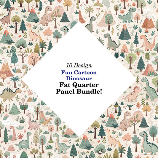 Fun Cartoon Dinosaur Fat Quarter Bundle
