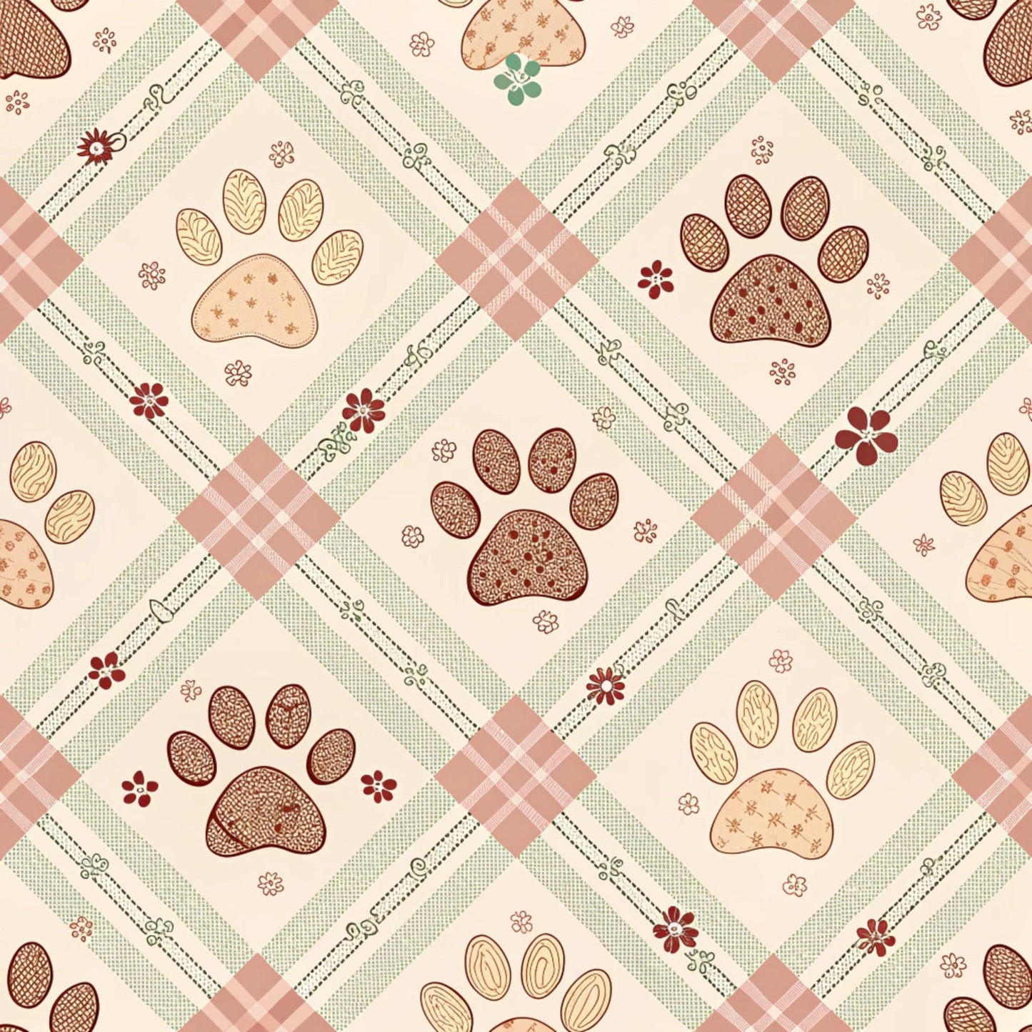 Daily Deal: Dog Paws Pattern 15 Quilting Cotton Fabric - 45" x 4 Yards"