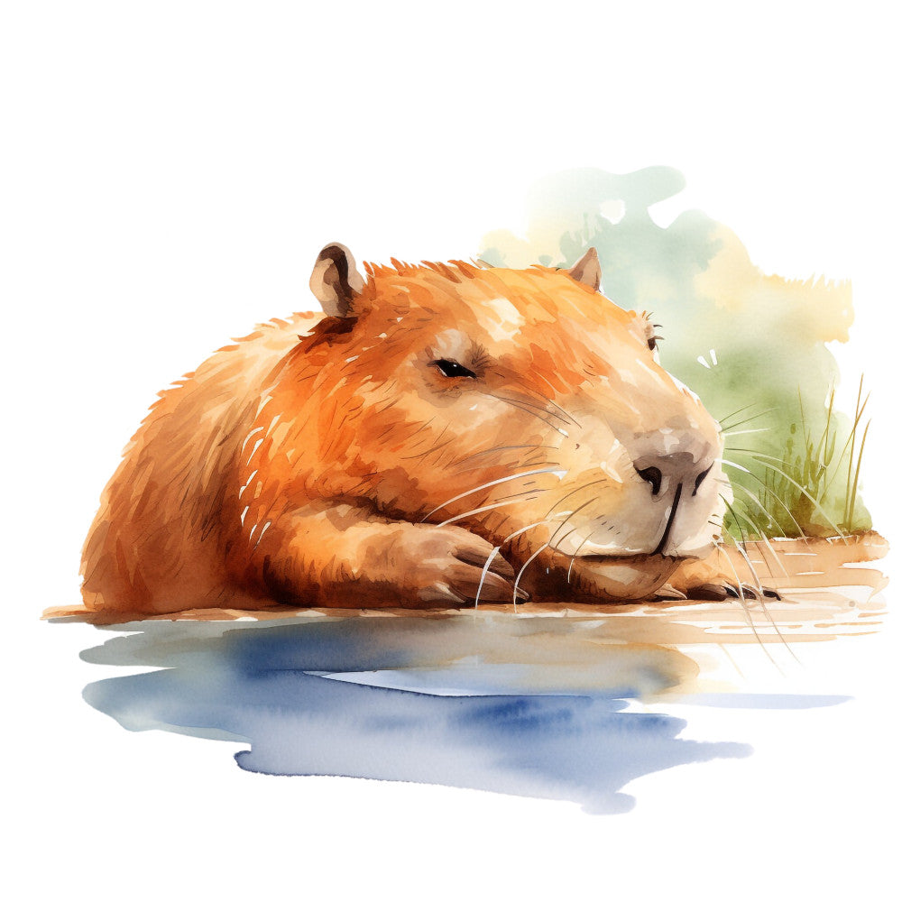 Watercolor Capybaras Fabric Panel 6 – FabricMegaStore.com