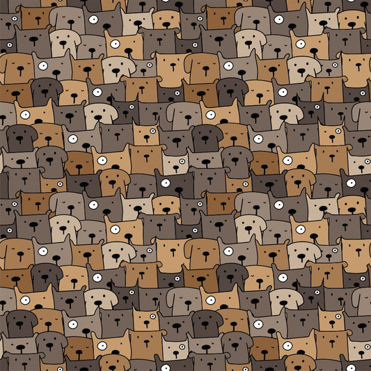 Daily Deal: Cute Dogs Pattern 9 Quilting Cotton Fabric - 45" x 1 Yard"