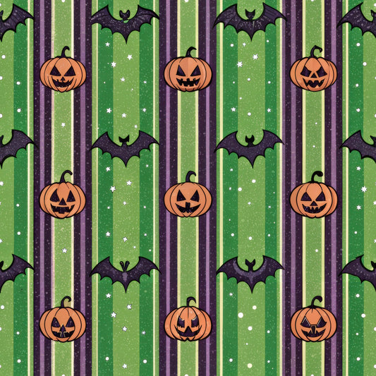 Halloween Gingham and Stripes Pattern 6 Quilting Cotton Fabric