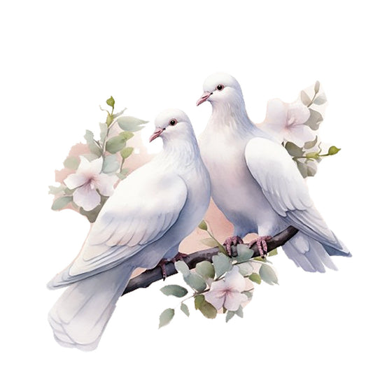 Spring White Doves Fabric Panel 11