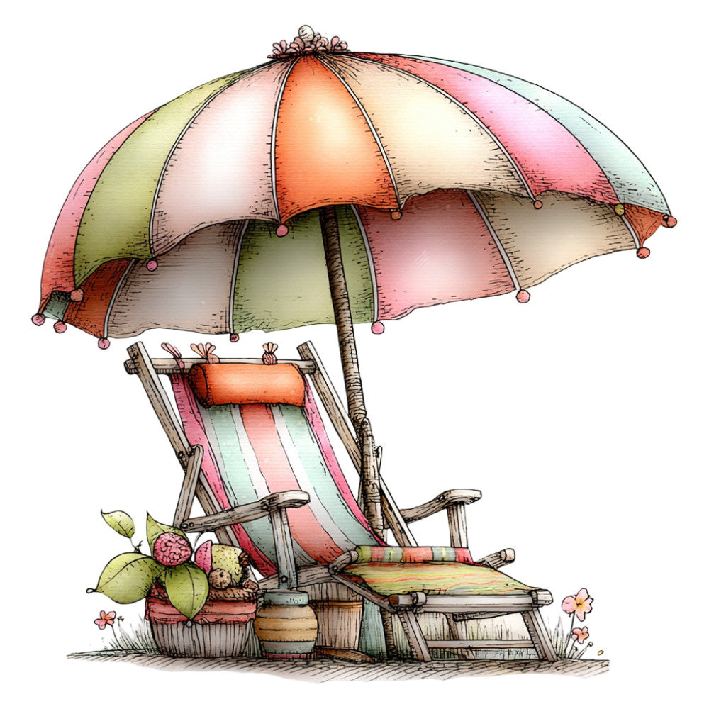 Whimsical Summer Beach Fabric Panel 28