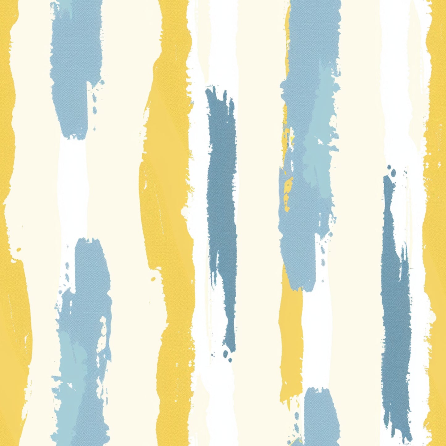 yellow, blue, cream, white, abstract brushstrokes, vertical stripes, painterly design, modern art style, contemporary pattern, quilting cotton, fabric panel, artistic texture, hand-painted effect, watercolor style, minimalist design, geometric elements, soft pastels, crafting material, sewing fabric