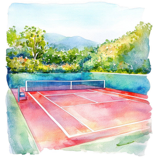 Watercolor Tennis Fabric Panel 15