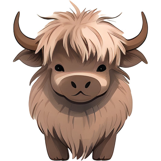 Cartoon Highland Cows Fabric Panel 3