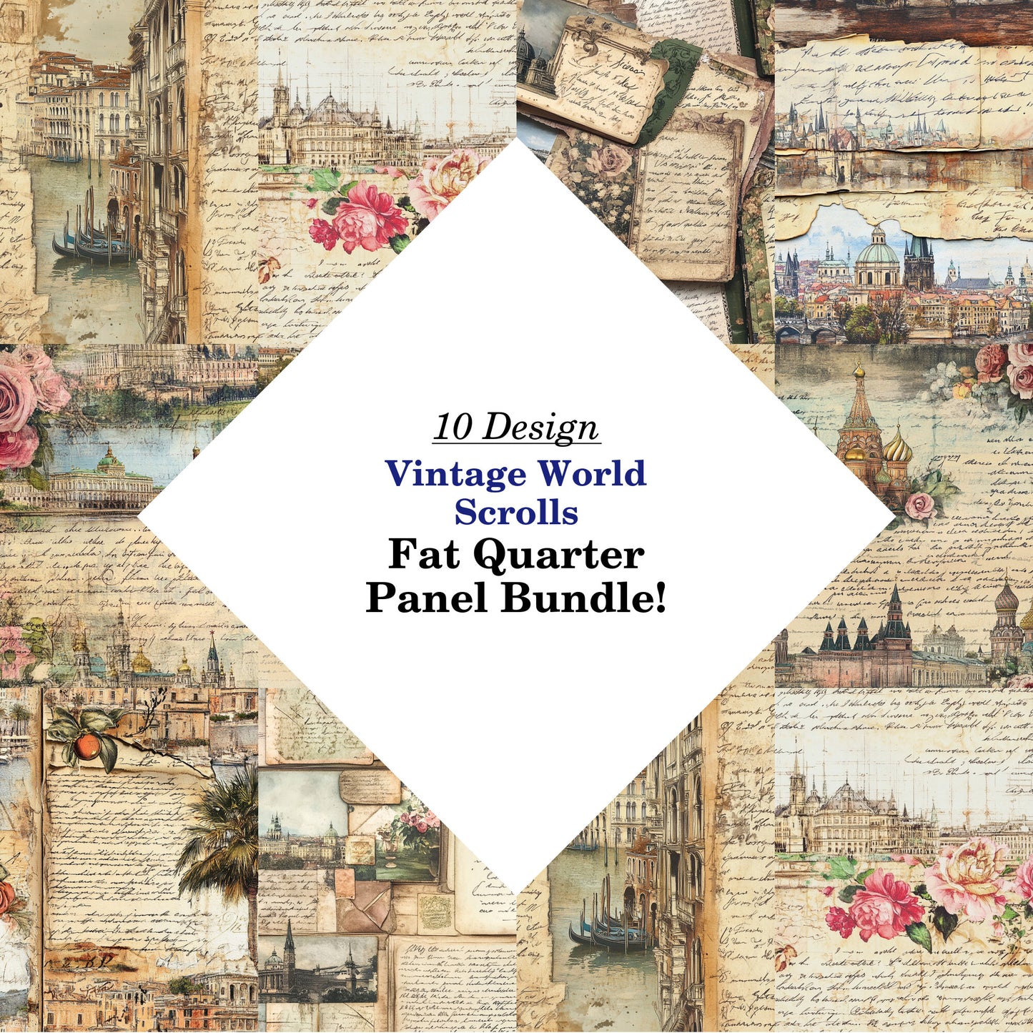 Vintage World Scrolls Fat Quarter Bundle