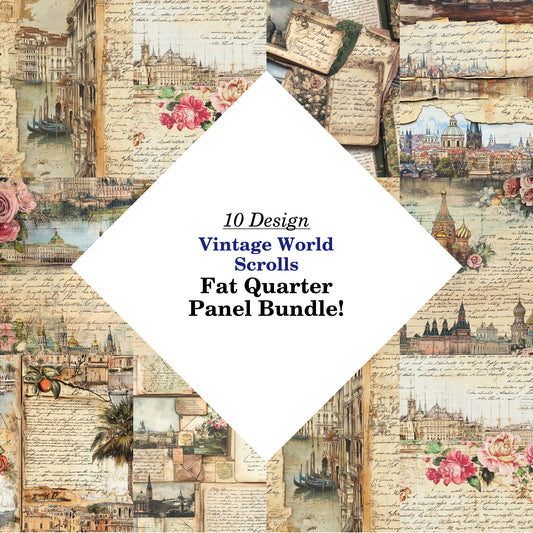Vintage World Scrolls Fat Quarter Bundle