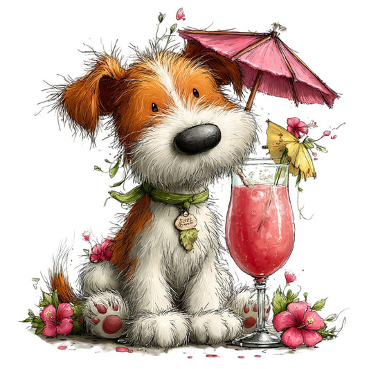 Whimsical Summer Dogs Fabric Panel 25