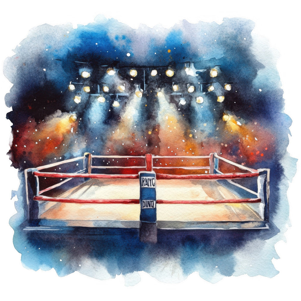 Watercolor Boxing Fabric Panel 12