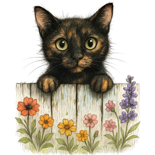 Kittens Peeking Over Fence Fabric Panel 4