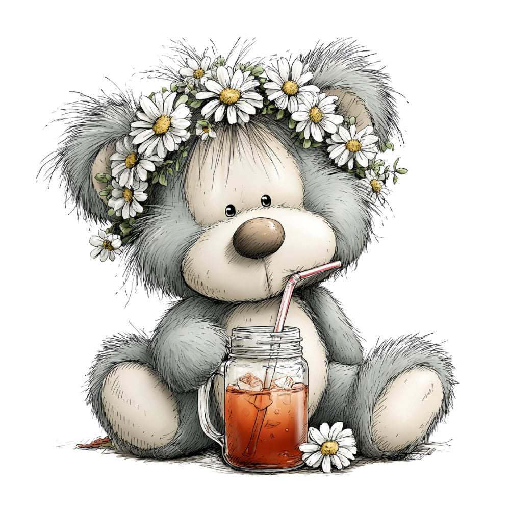 Whimsical Summer Teddy Bear Fabric Panel 37