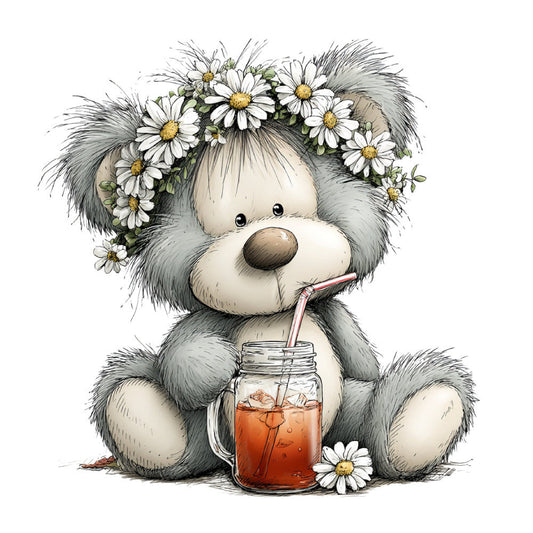 Whimsical Summer Teddy Bear Fabric Panel 37
