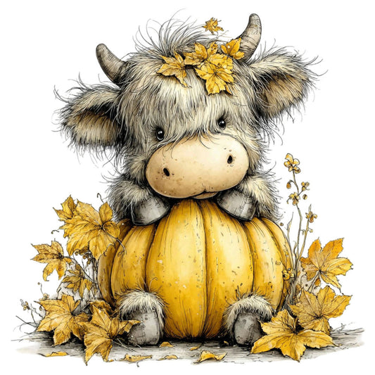 Yellow Highland Cow Fabric Panel 22