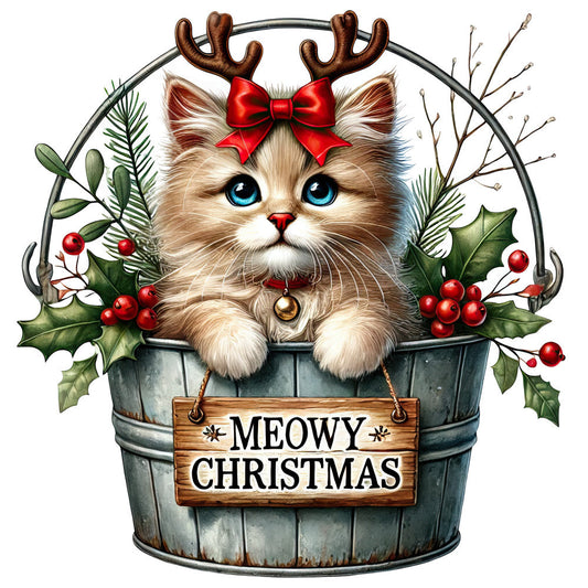 Meowy Christmas Fabric Panel 10