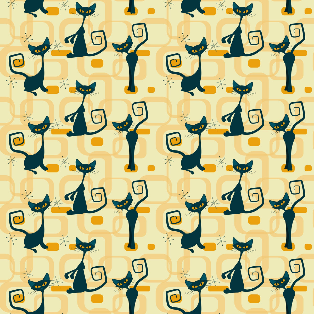 Daily Deal: Atomic Kitty Pattern 9 Quilting Cotton Fabric - 45" x 1 Yard"